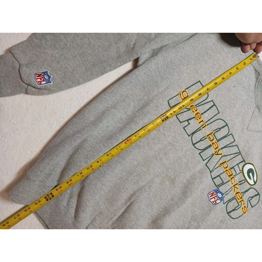 Y2K Puma NFL Green Bay Packers Sweatshirt Large Grey Faded Stained‎ Crewneck